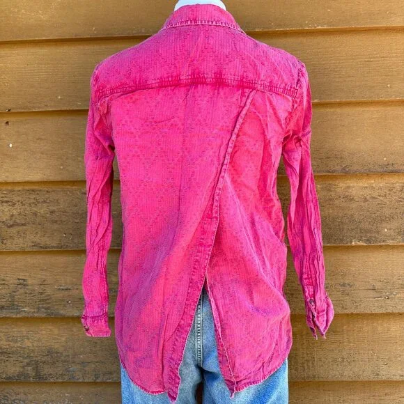 Maeve The Cate Classic Pink Button Down Open Back Long Sleeve Shirt Size XS - Picture 6 of 8